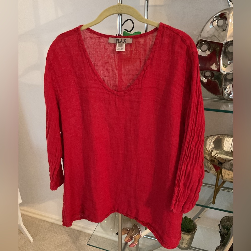Flax Crimson V-Neck Top